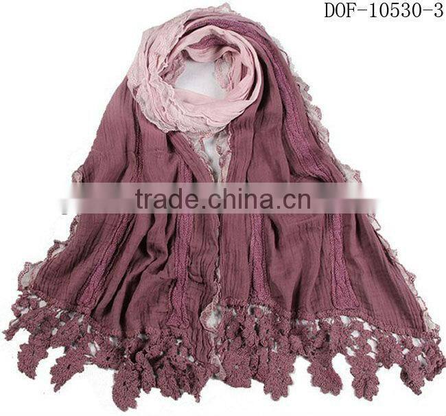Fashion lace popular scarf for fall&spring