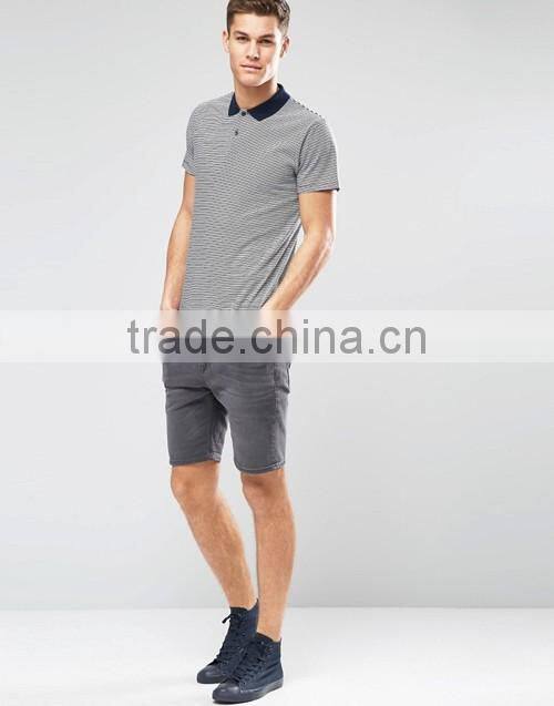 Latest design stripe jersey 100% cotton men polo shirt OEM/ODM service