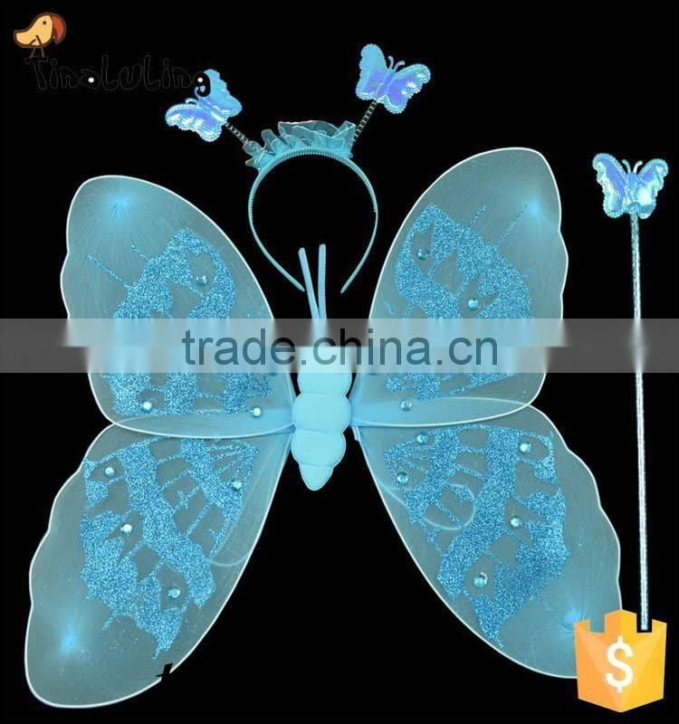 event party supplies kids fashion nylon butterfly glitter wings sets