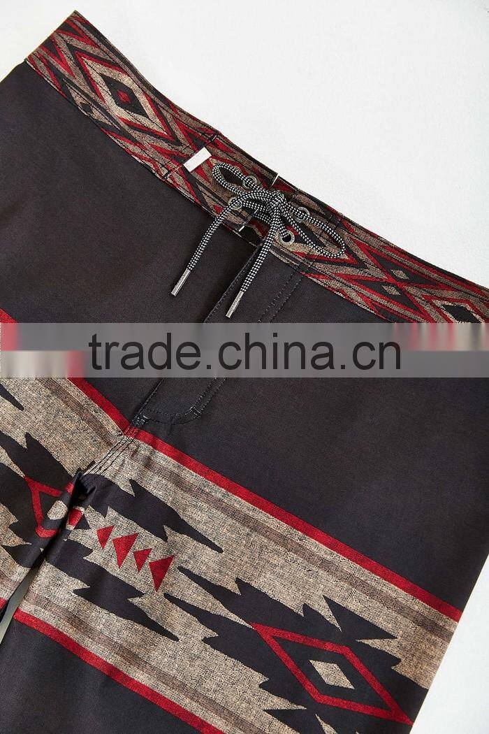 Water-resistant mens custom boardshorts in geometric pattern