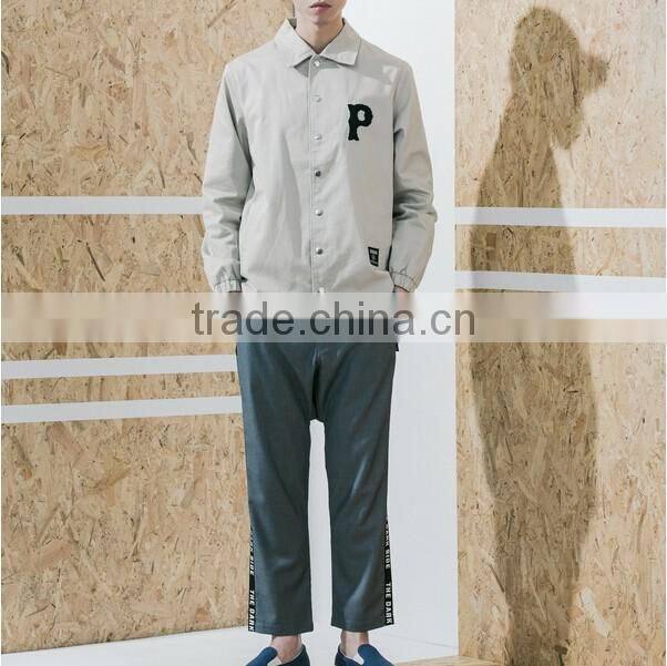 2016 Wholesale Custom High Quality Cotton Bomber Zipper Long Sleeves White Autumn Jackets For Men