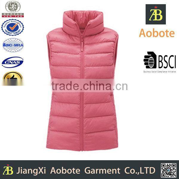 2015 New Design Woman Sleeveless Down With Stand-up Collar vest