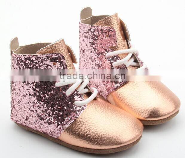 Adorable fancy soft sole genuine leather baby moccasins boots