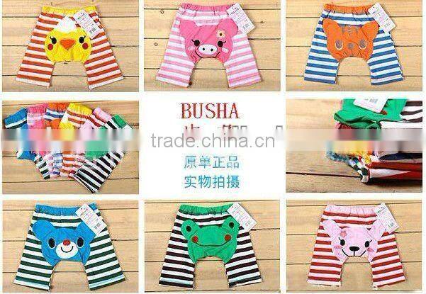 Cute animal design colorful stripe shorts ,boys' & girls's shorts ,cotton shorts , 24pcs/lot ,sz 6-36 M,6 designs