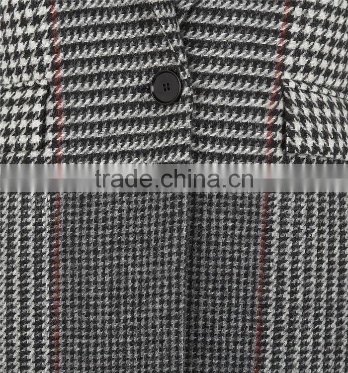 houndstooth pattern designed ladies winter long coat