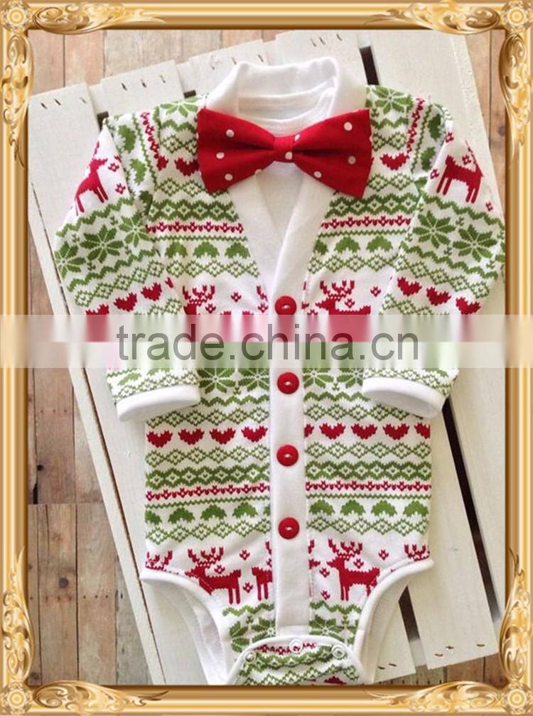 Baby boys christmas rompers christmas deer printed baby boys rompers 100% cotton christmas rompers for baby boys