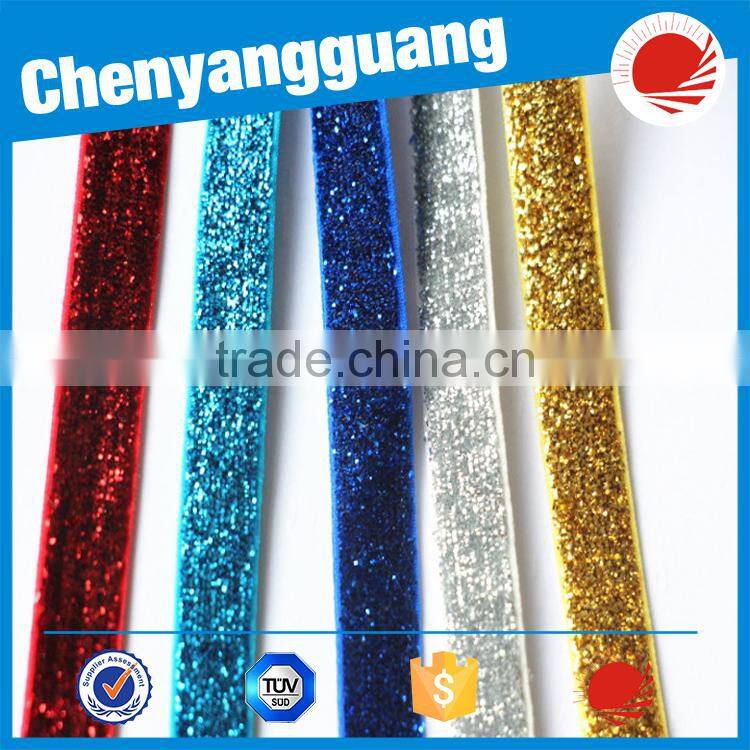 China factory wholesale beautiful solid color velvet fold over elastic