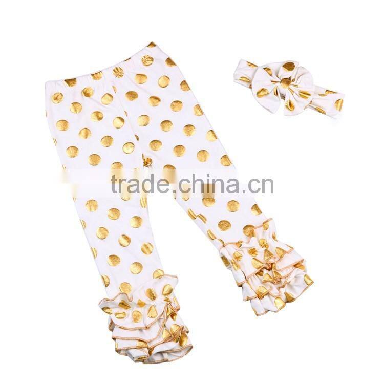 2016 latest Design gold dot spring color wholesale icing capris girls icing capris legging baby icing capris