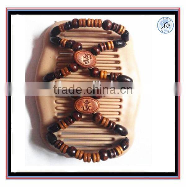 Wholesale Fashion Brown Elastic Wooden Beaded Magic Comb Jewelry
