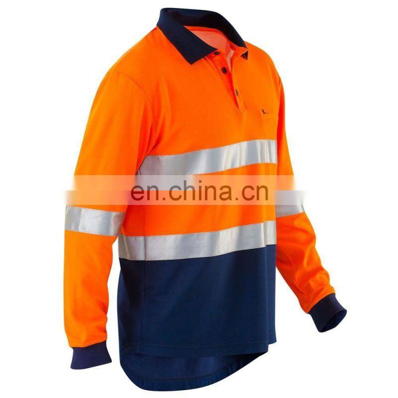 OEM Service High Visibility Long Sleeve Reflective safety polo shirt custom