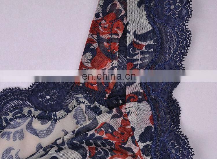 2015 Flower Printed Sleeveless Ladies Bra and Panty Sets Camisole