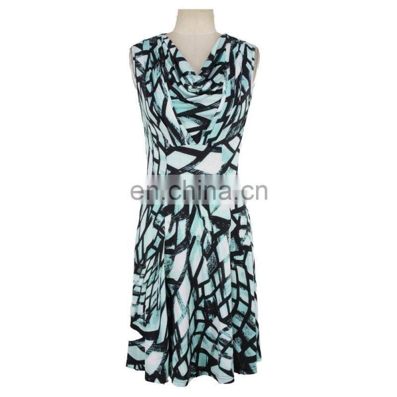 Abstract Print Milky FDY Fabric Old Women Dress Women Wear