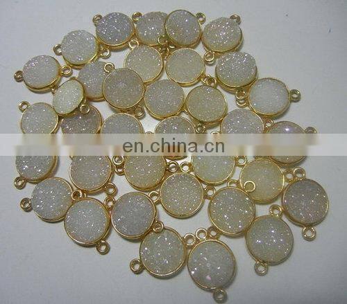 Wholesale semi precious gemstone connector/Rainbow Moonstone Bezel Gemstone Connectors/2015 color gemstone connector
