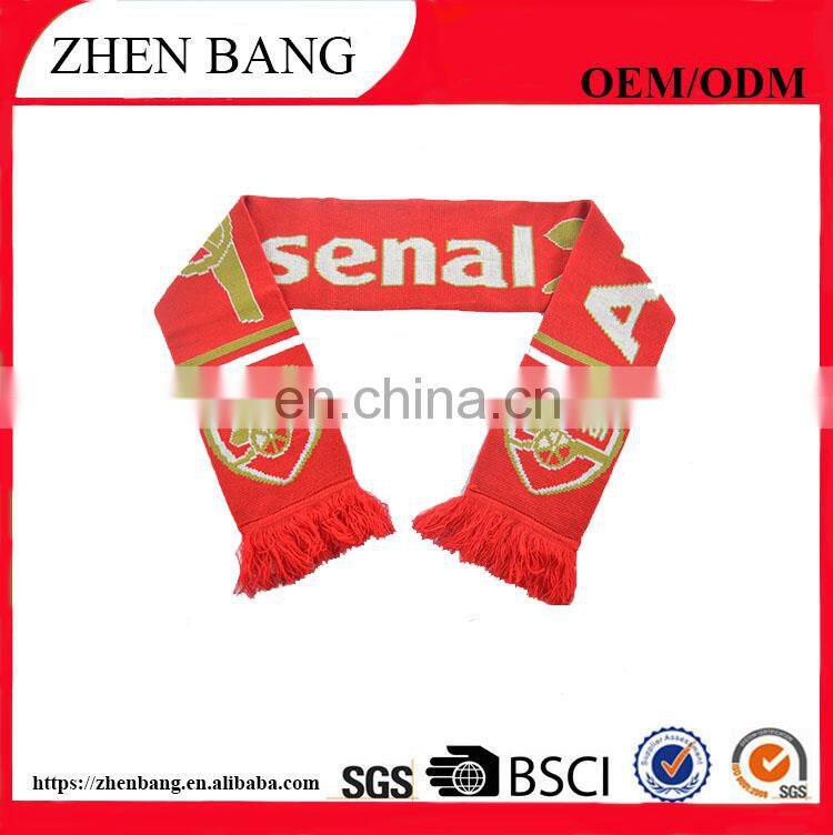 Wool knitting Material Soccer Scarf And Football Fan Scarf