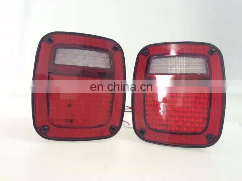 For Jeep TJ Replacement Tail Lights RED LENS w/ Bright Red LED's LED License Plate Lights J204