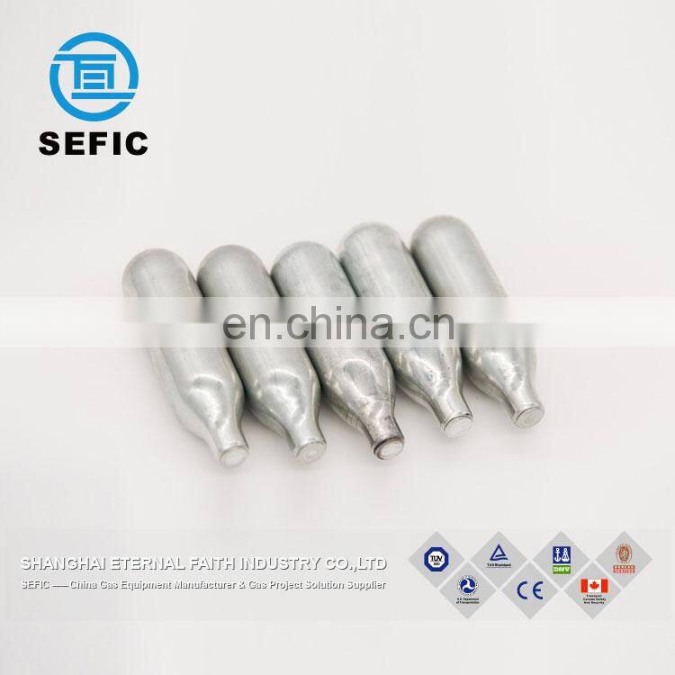 High pressure food grade 8g 12g 16g 33g 60g mini n2o co2 cartridge small co2 gas cylinder made in China