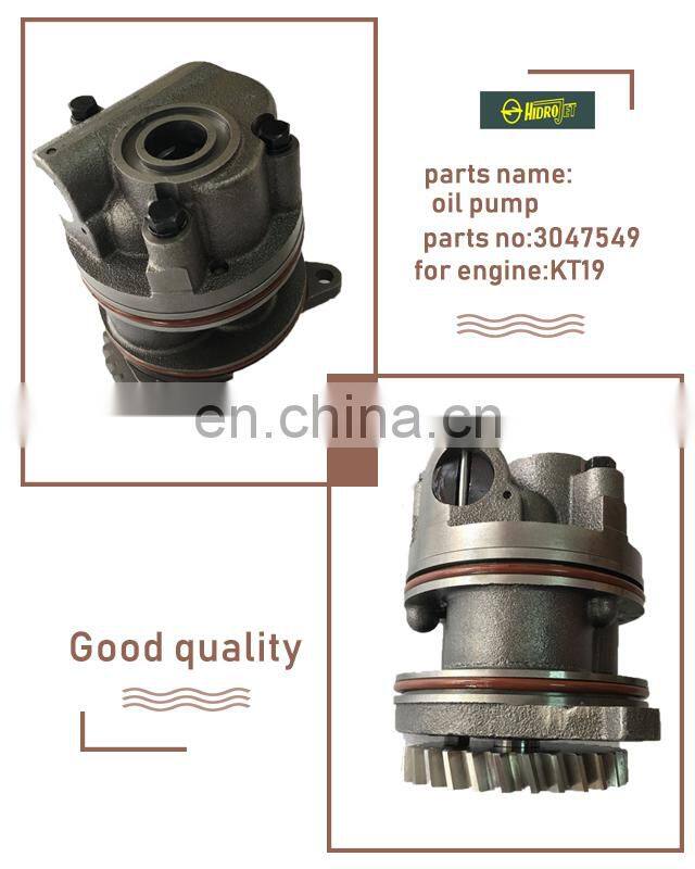 High quality excavator parts oil pump 3047549 for KT19 KTA19