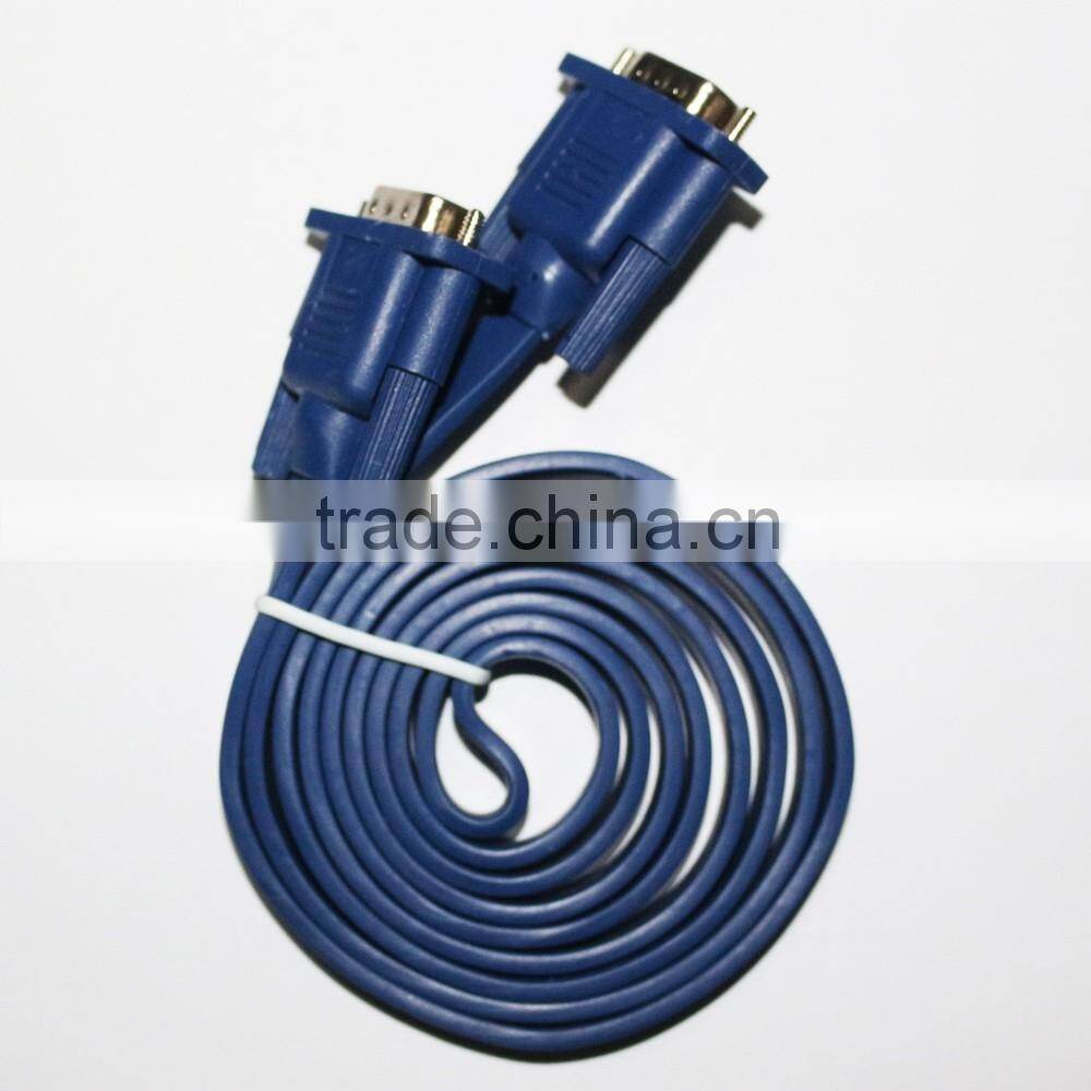 poly bag packing flat vga D-Sub cable, rs232 male to male cable for computer, projecotor etc.
