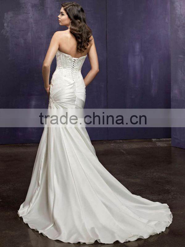 Excellent Sweetheart Neckline Strapless with Beads Bodice and ruffle Wedding Dresses