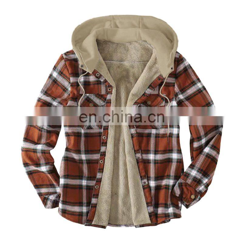 2021 Christmas Amazon Independent Station Hot Sale New European and American Men's Hooded and Fleece Shirt Jacket