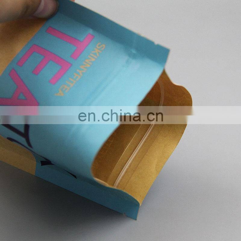 Customized printing Standing Up Pouches Food Packaging Zipper Bags With Window brown paper bag kraft
