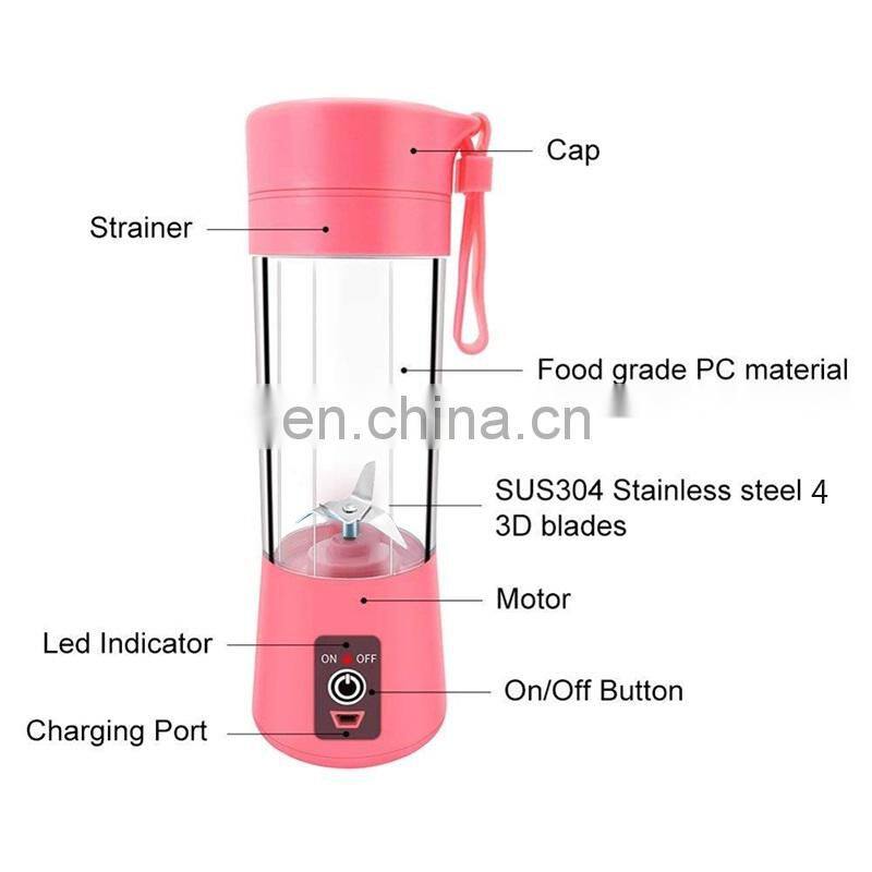 Portable Plastic USB Electric Fruit Juicer Bottle Making Cup With Charging Cable