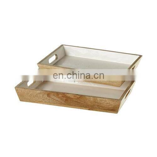 oval enamel wooden tray