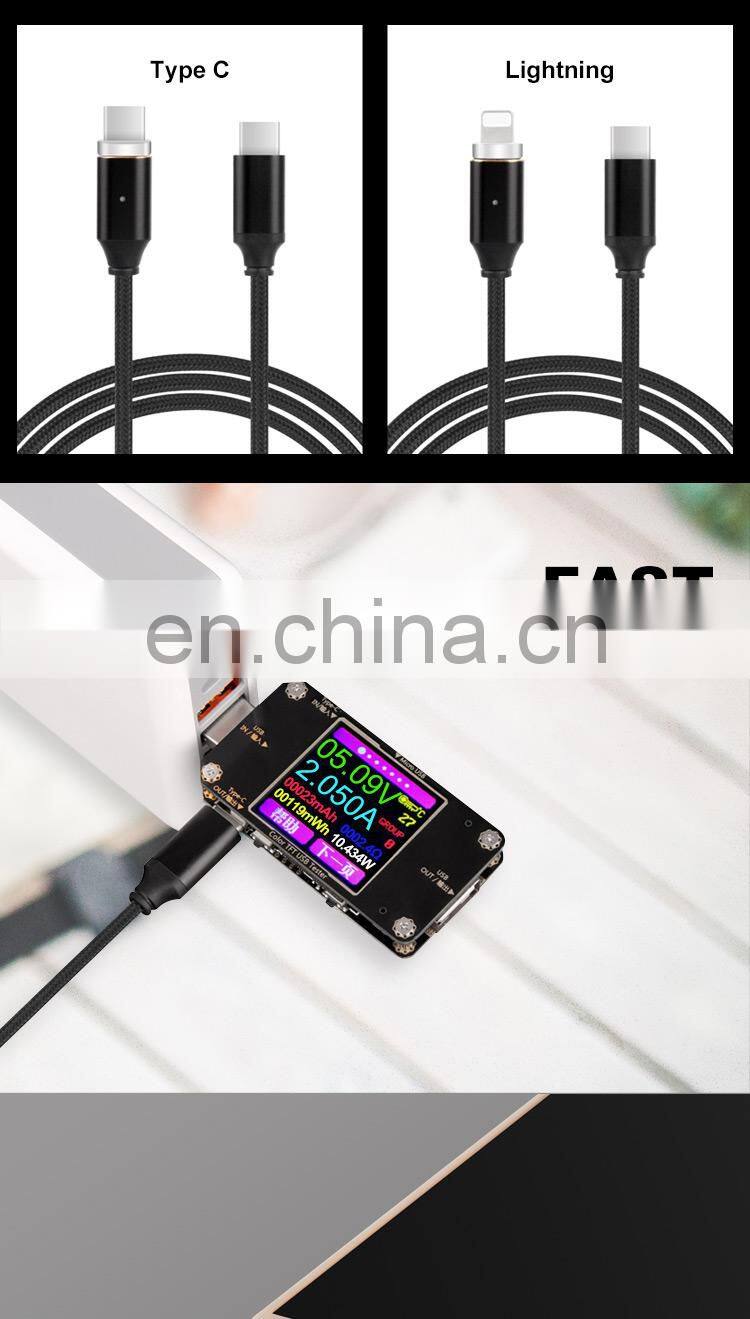 Custom Multi 3 In 1 Nylon Braided Cable Mobile Phone Fast Charger Type C To Type C Magnetic Data Cable