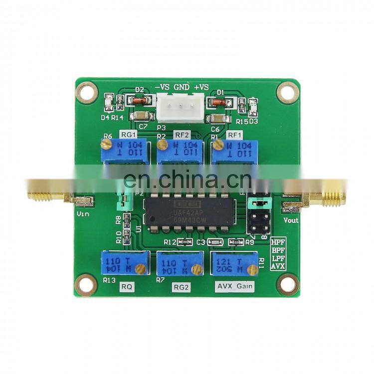 UAF42 Active Filter Adjustable Highpass/Lowpass/Bandpass Filtering Board Q value Module for Ham Radio Amplifier