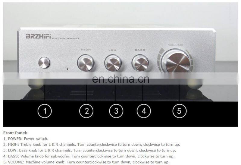 Assembled Black/Silver TPA3255 HiFi Power Amp 2.1 Channel Amplifier