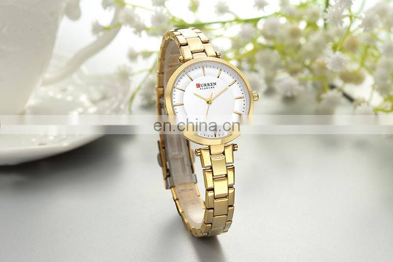 CURREN 9054 Women Ultra Thin Dial Elegant Watches Business Quartz Stainless Steel Simple Bracelet Wristwatch