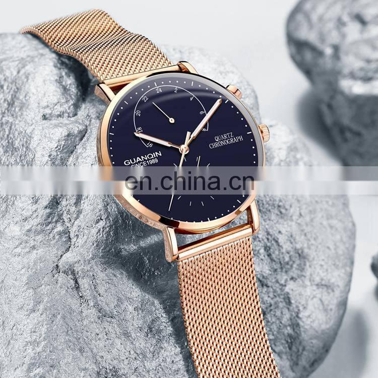 GUANQIN GS19101 Luxury Quartz Men Branded Wrist Watches Stainless Steel Nice Men Watch Custom OEM Logo