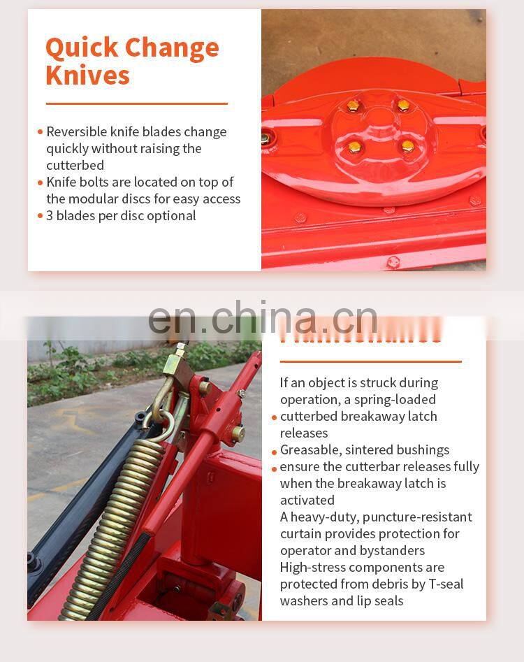 Tractor rear side mower slasher grass cutting machine