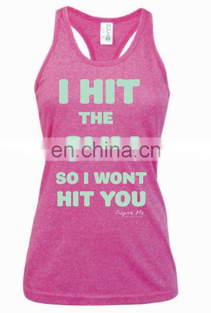 Custom Design Printed Gym fitness yoga Sexy ladies singlets tank top gym one color pure cotton singlet for women girls