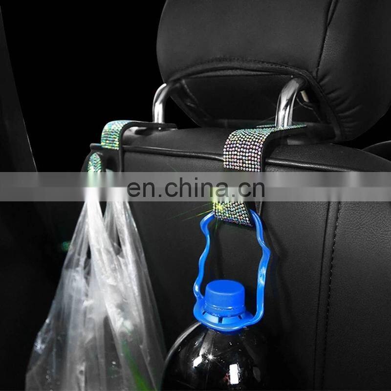 Car Seat Back Hook Diamond Bling Rhinestones Hanger Auto Back Universal Headrest Mount Storage Holder Car Interior Accessories