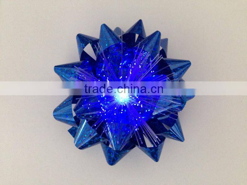 2013 New Design Gift Star Bow With LED Light/3.75" LED Lighting Party Decoration Star Ribbon Bows with fiber optic and bottom