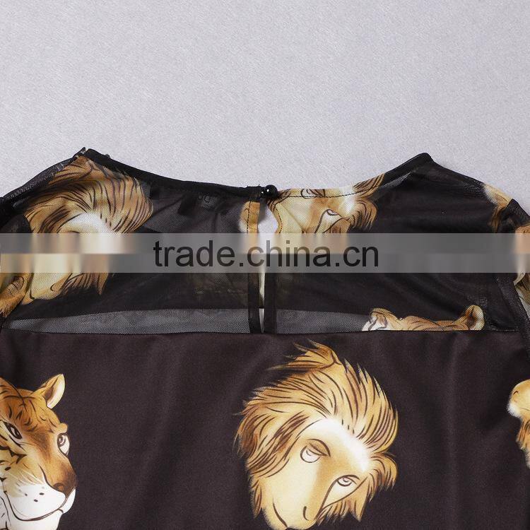 OEM Autumn winter female Europe and the United States style with printed skirt leisure dress made in China