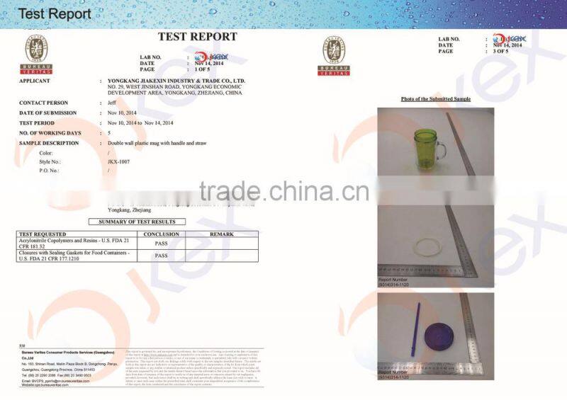 Inner Stainless steel Outer plastic mugs from china with leak proof cover