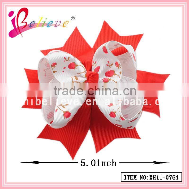 2015 New special design 4 inch ribbon bow green hair accessories (XH11-1176)