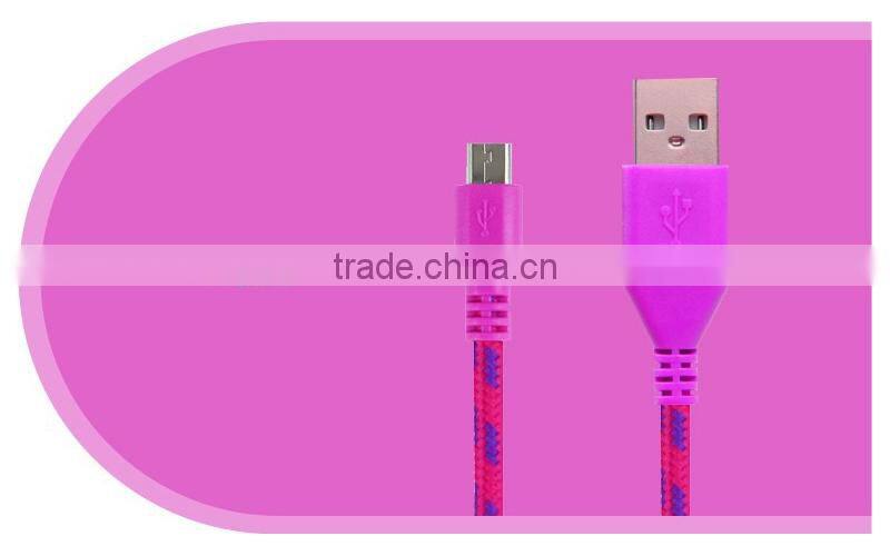 HOT 1M/2M/3M Nylon Fabric Braided Micro Data Sync USB Cable