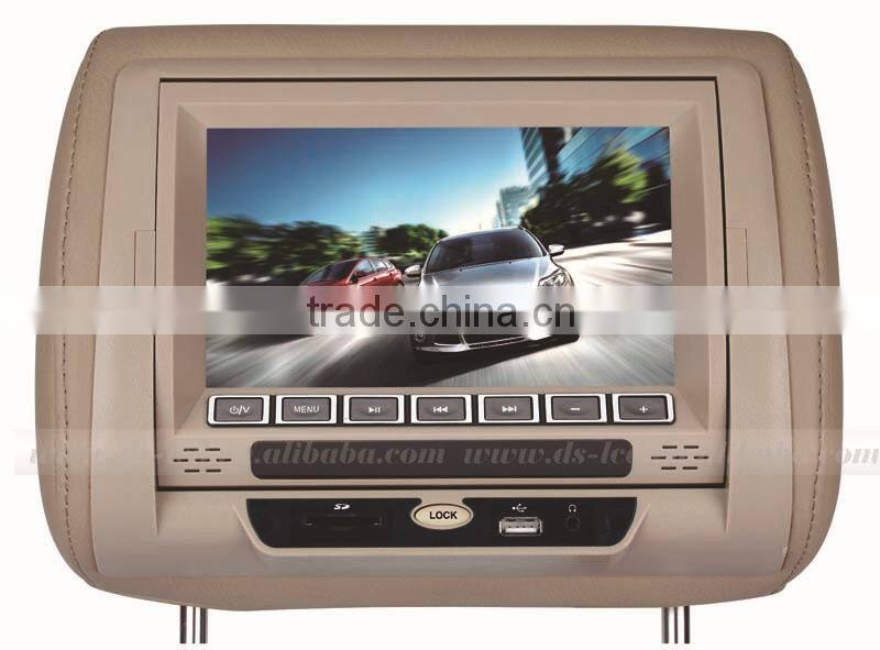 Rotatable panel 7inch Headrest DVD player with USB,SD,built in games/IR&FM transmitter.