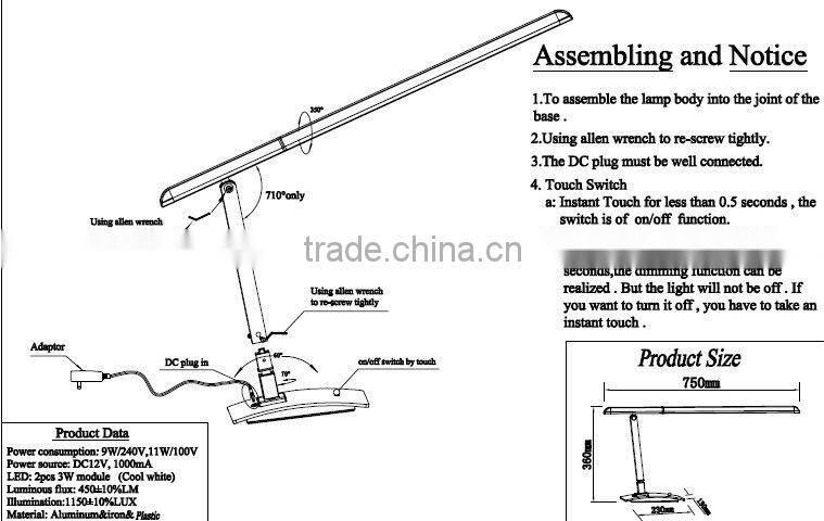 led dimmable table lamp JK807 office desk light
