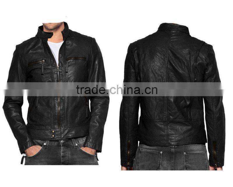 CLASSIC AND SUAVE LEATHER BIKER JACKET FOR MEN