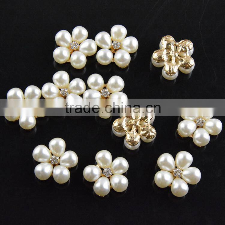 20MMM Wholesales Fancy Alloy Pearl Flower Crystal Rhinestone Button For Jewelry Garment Accessory