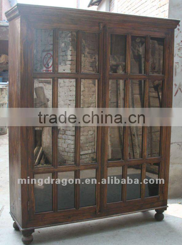 chinese antique furniture pine shan wood glass bookshelf
