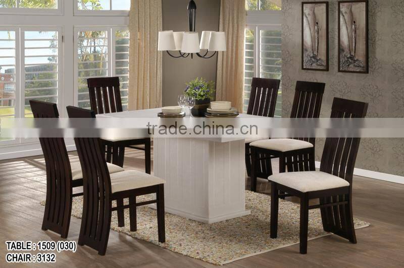 Latest Stainless Marble Top Table Cushion Solid Wood Chair for Restaurant