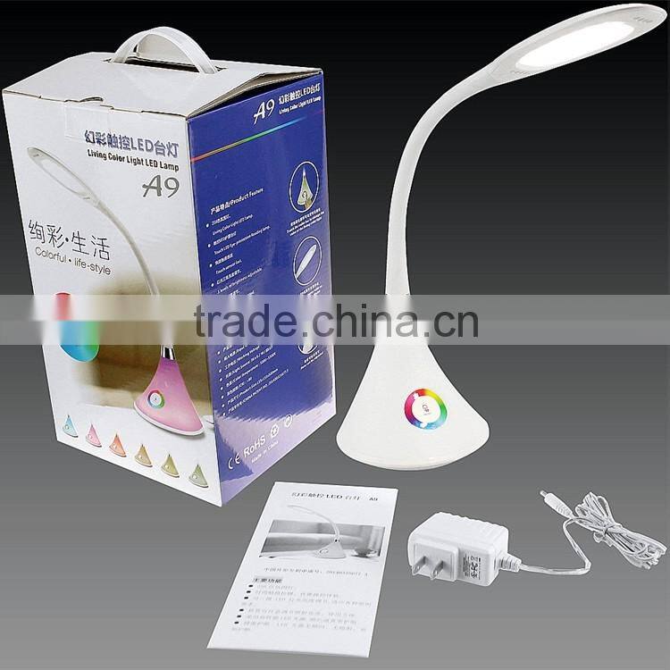 2015 Popular dimmable LED desk lamp with USB charging for all phones with FCC/Rohs/CE certification
