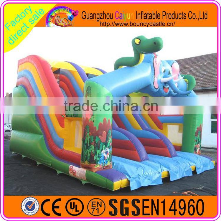 Elephant design inflatable plastic dry slide for sales