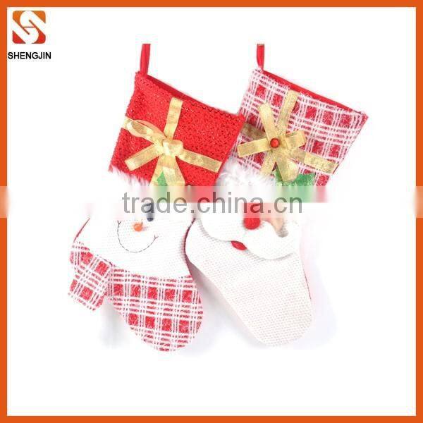 Traditional snowman and Santa stocking