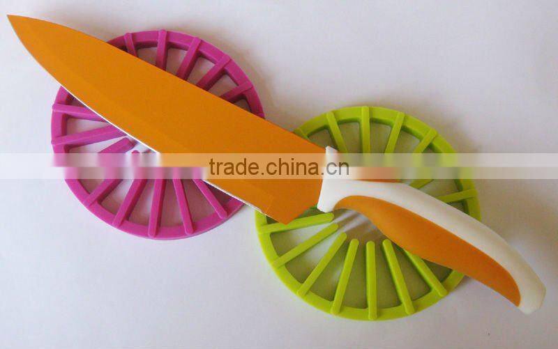 stainless steel paring knife with rubber handle